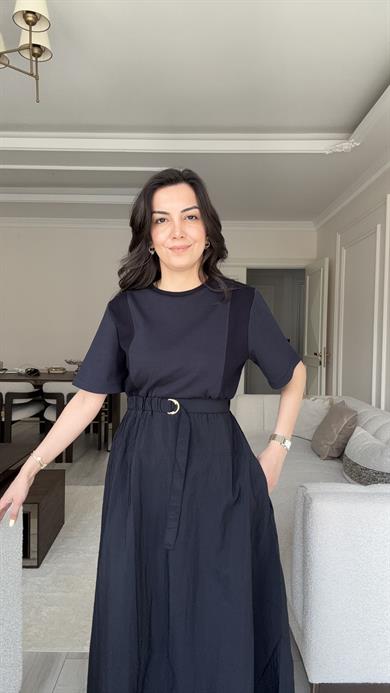 Kemer Detayı Midi Elbise - Laci
