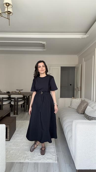 Kemer Detayı Midi Elbise - Laci