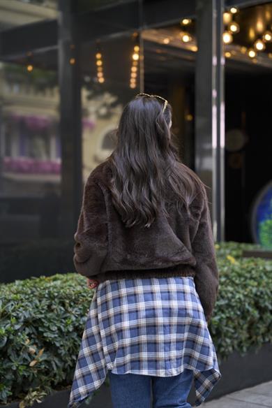 Kürklü Bomber Mont - Kahve 