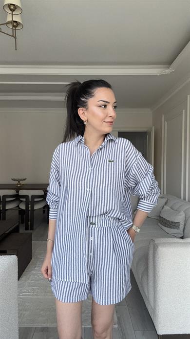 Lacste Çizgili Şortlu Takım - Laci