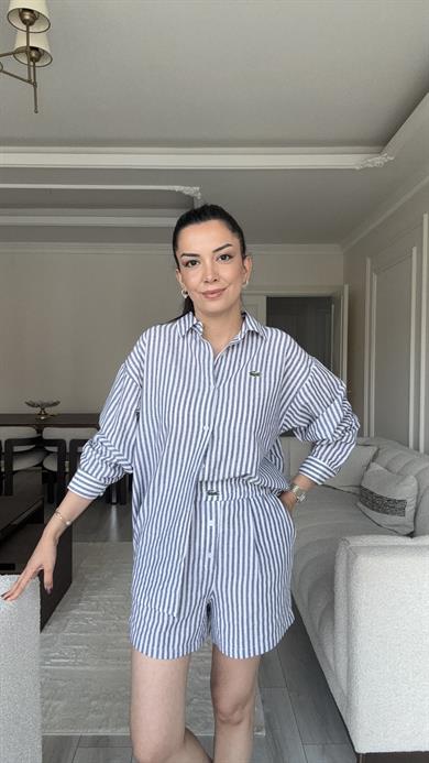 Lacste Çizgili Şortlu Takım - Laci