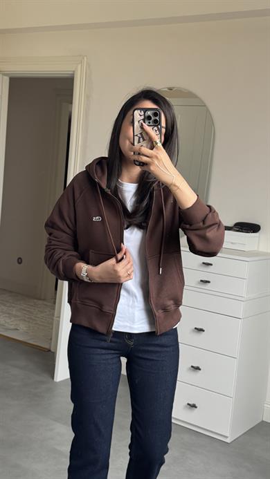 Lacste Fermuarlı Sweat - Kahve