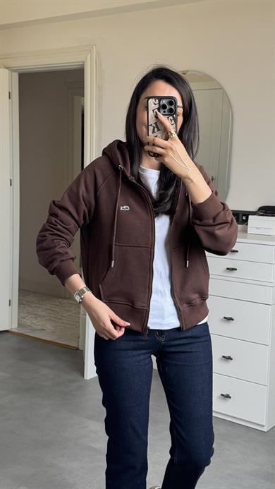 Lacste Fermuarlı Sweat - Kahve