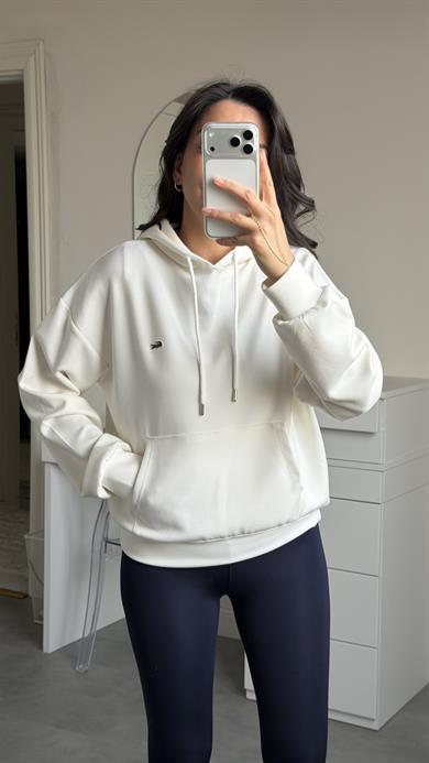 Lacste Kapüşonlu Sweat - Beyaz