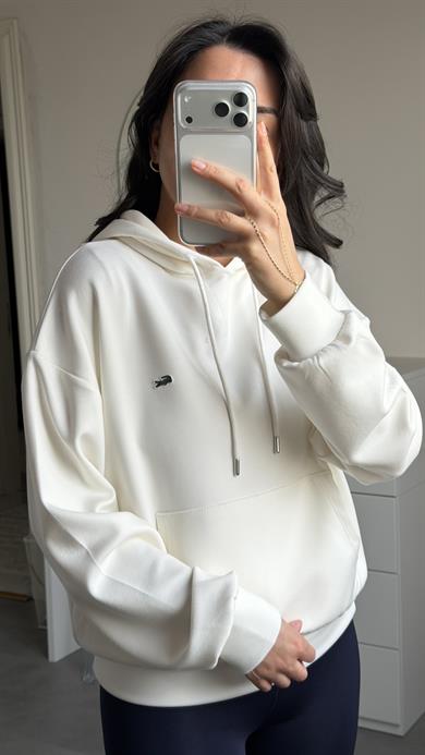 Lacste Kapüşonlu Sweat - Beyaz