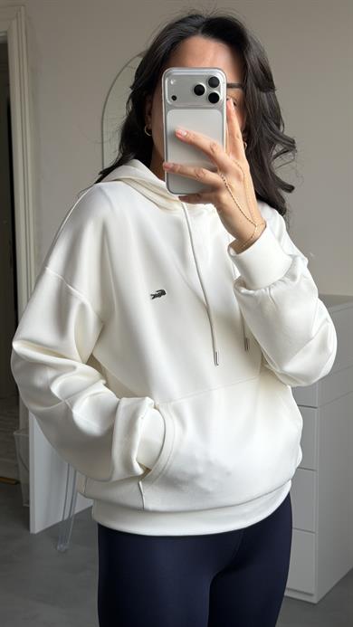 Lacste Kapüşonlu Sweat - Beyaz