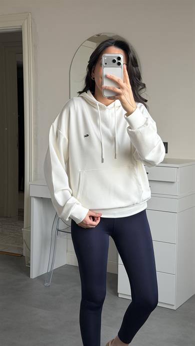 Lacste Kapüşonlu Sweat - Beyaz