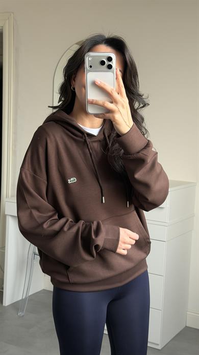 Lacste Kapüşonlu Sweat - Kahverengi