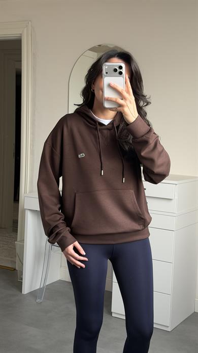 Lacste Kapüşonlu Sweat - Kahverengi
