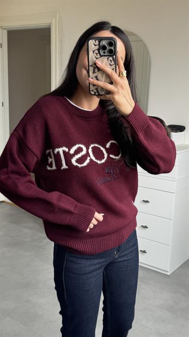 Lacste Yazılı Kazak - Bordo