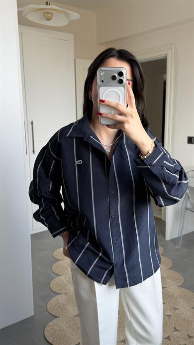 Lcs Çizgili Oversize Gömlek - Laci