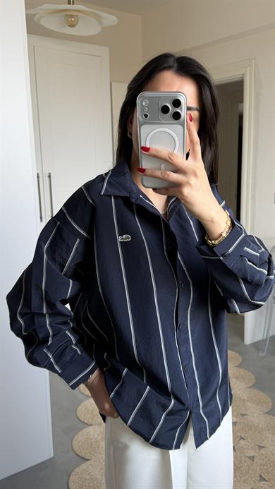 Lcs Çizgili Oversize Gömlek - Laci