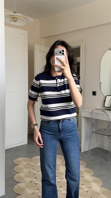 Massi Çizgili Polo Yaka Triko - Laci