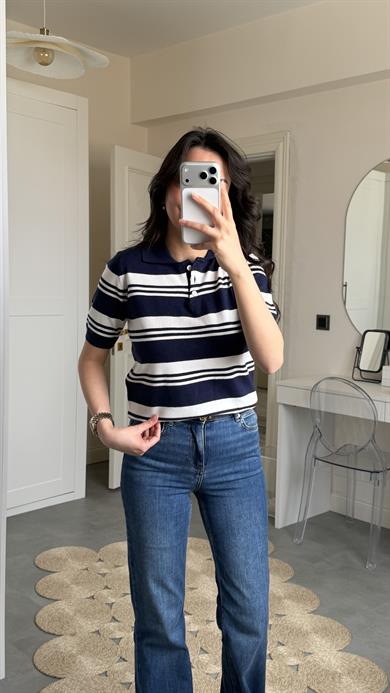 Massi Çizgili Polo Yaka Triko - Laci