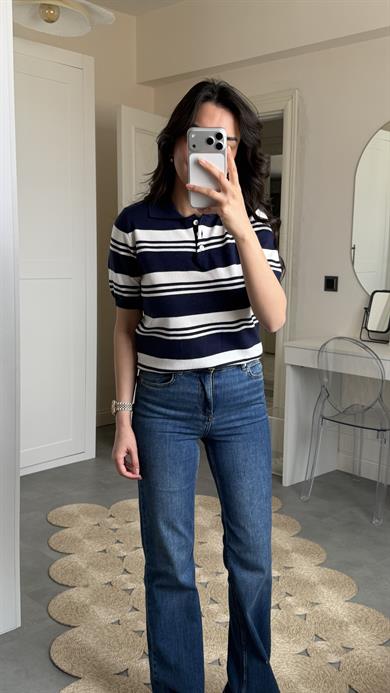 Massi Çizgili Polo Yaka Triko - Laci