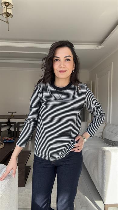 Massi Çizgili Sweat - Laci & Beyaz