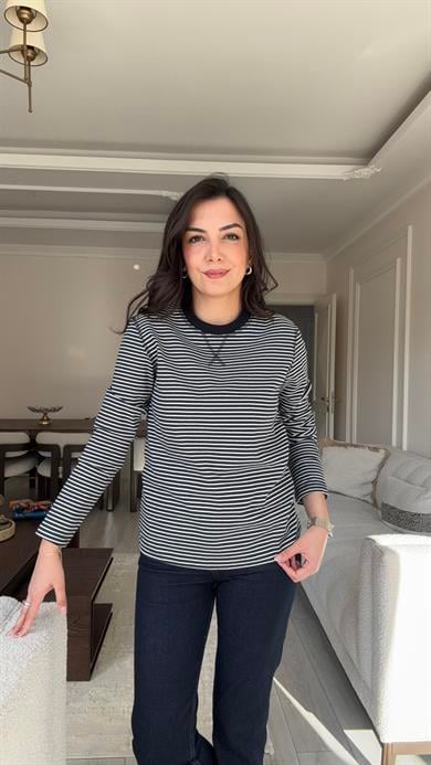 Massi Çizgili Sweat - Laci & Beyaz