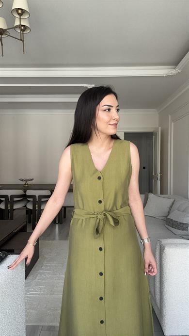 Massi Midi Elbise - Haki