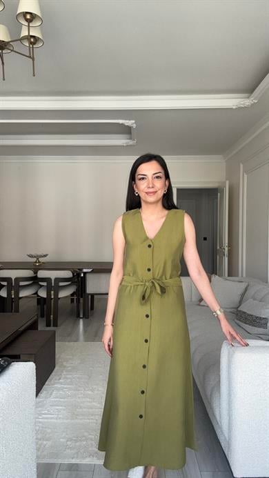 Massi Midi Elbise - Haki