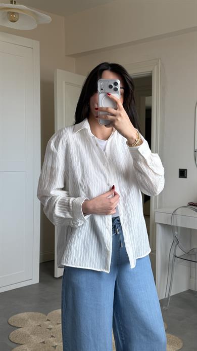 Massi Oversize Beyaz Gömlek