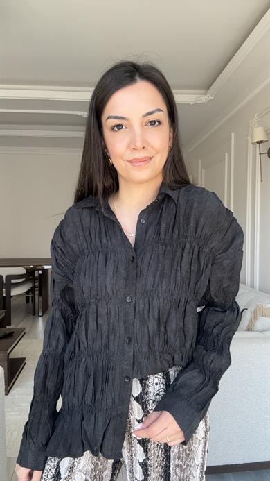 Massi Siyah Bürümcük Gömlek