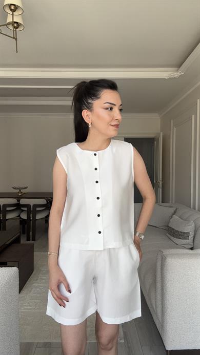Massi Yelek Şort Takım - Beyaz