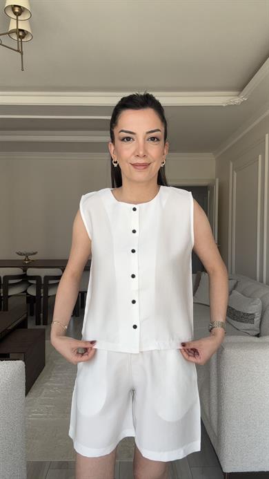Massi Yelek Şort Takım - Beyaz