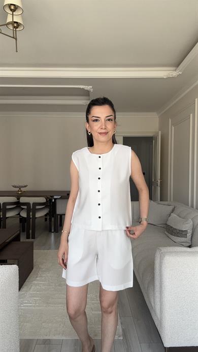 Massi Yelek Şort Takım - Beyaz