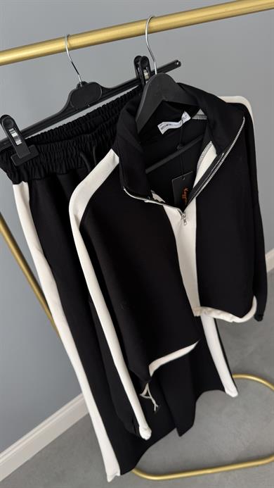 Modal Siyah Beyaz Şeritli Takım