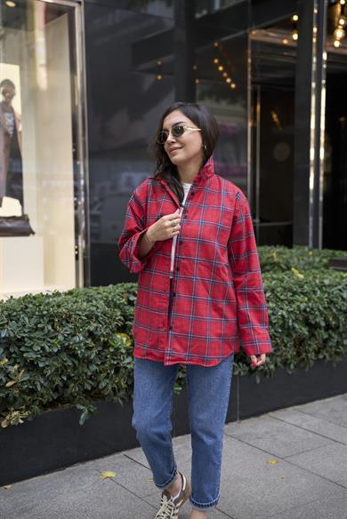 Oduncu Oversize Gömlek - Kırmızı