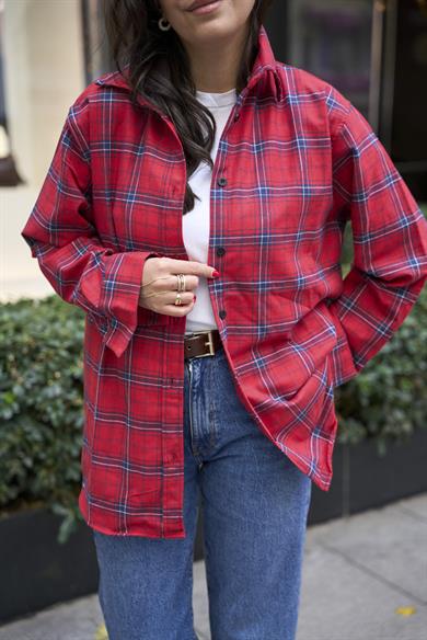 Oduncu Oversize Gömlek - Kırmızı