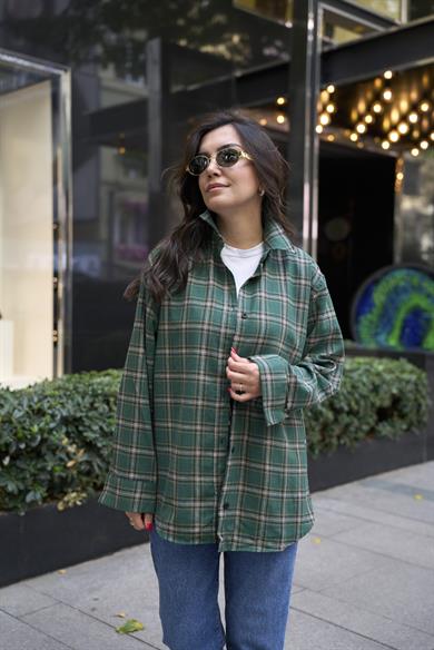 Oduncu Oversize Gömlek - Yeşil 