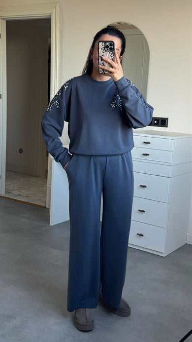 Omzu Taşlı İndigo Takım