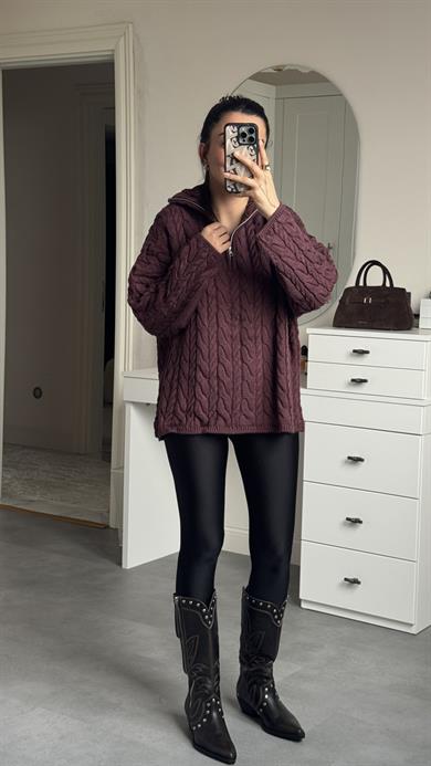 Örgü Kazak - Mürdüm