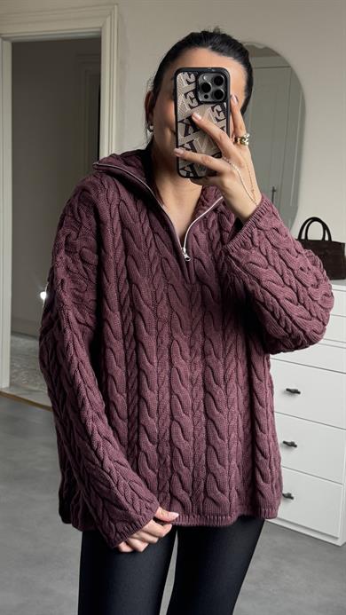 Örgü Kazak - Mürdüm