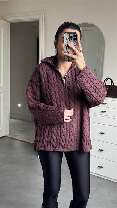 Örgü Kazak - Mürdüm