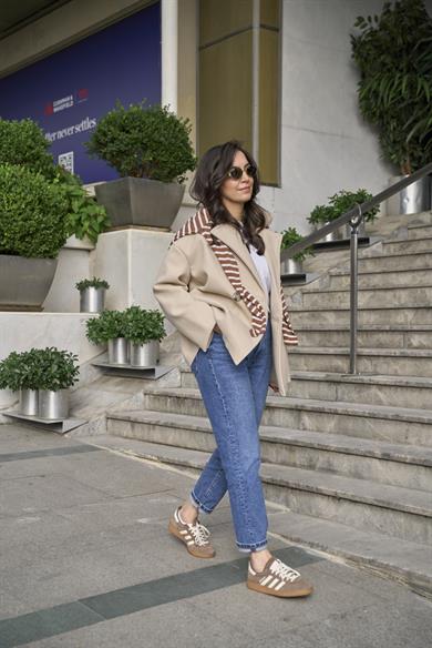 Oversize Kaşe Palto - Bej 