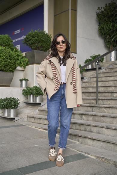 Oversize Kaşe Palto - Bej 