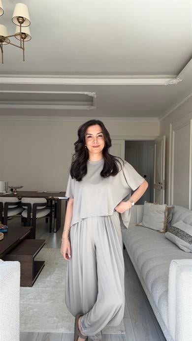 Oysh Kumaş Şalvar Takım - Toupe