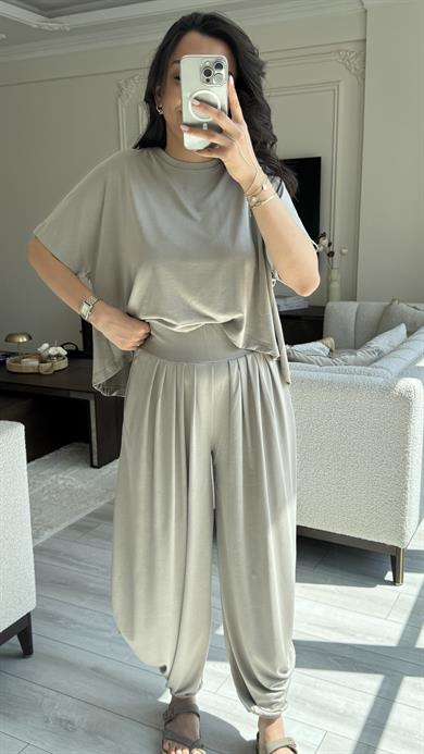 Oysh Kumaş Şalvar Takım - Toupe