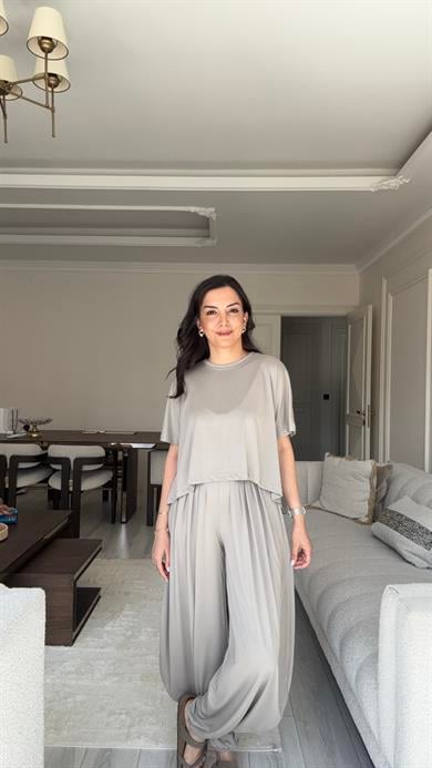 Oysh Kumaş Şalvar Takım - Toupe