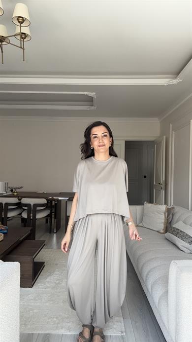 Oysh Kumaş Şalvar Takım - Toupe