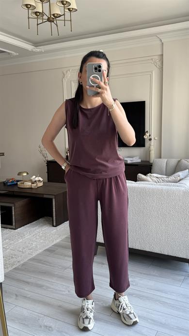 Oysh Sıfır Kol Takım - Bordo