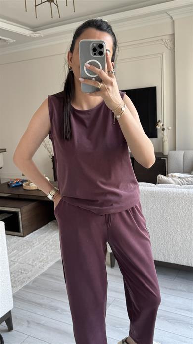 Oysh Sıfır Kol Takım - Bordo