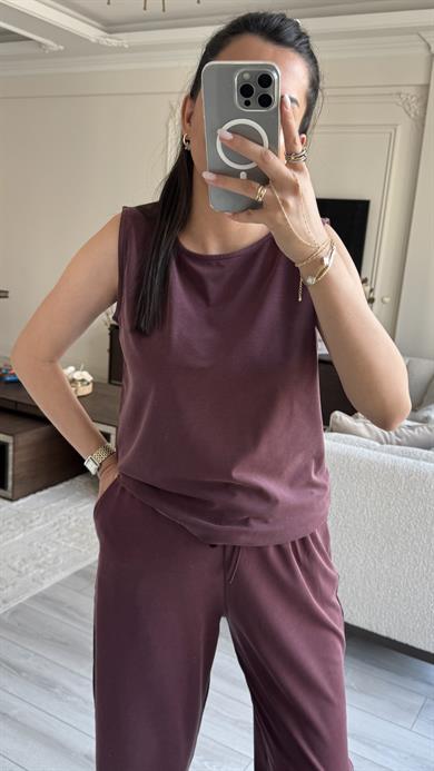 Oysh Sıfır Kol Takım - Bordo