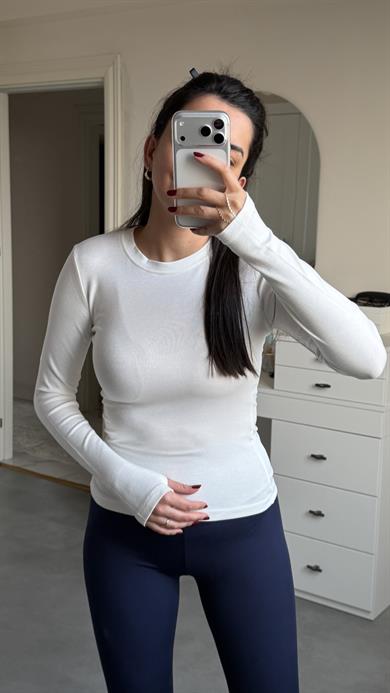 Parmak Geçirmeli Body - Beyaz