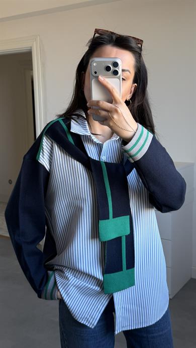 Şal Detaylı Oversize Gömlek
