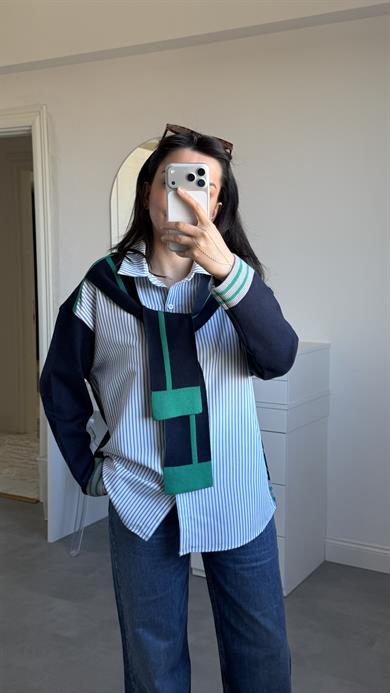Şal Detaylı Oversize Gömlek