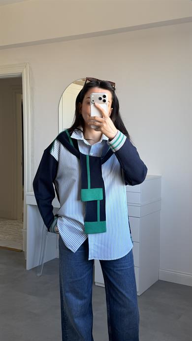 Şal Detaylı Oversize Gömlek