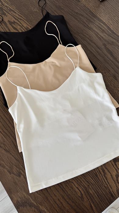 Saten Askılı Atlet - Bej 